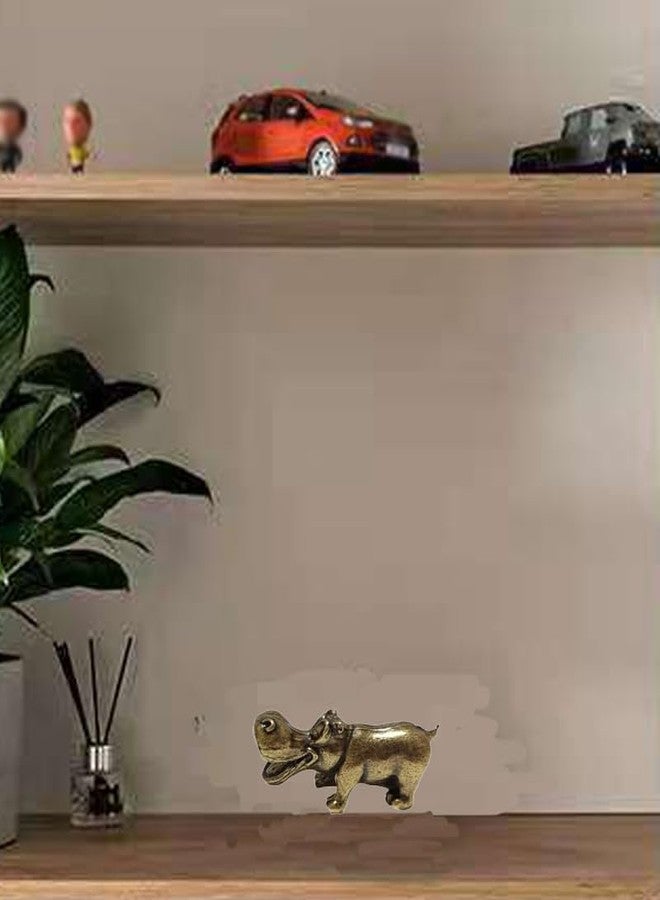 ALHBEJT Brass Hippo Statue Hippo Figurine Wild Animal Scupture Home Office Zen Room Desktop Decor (B) - Image 5